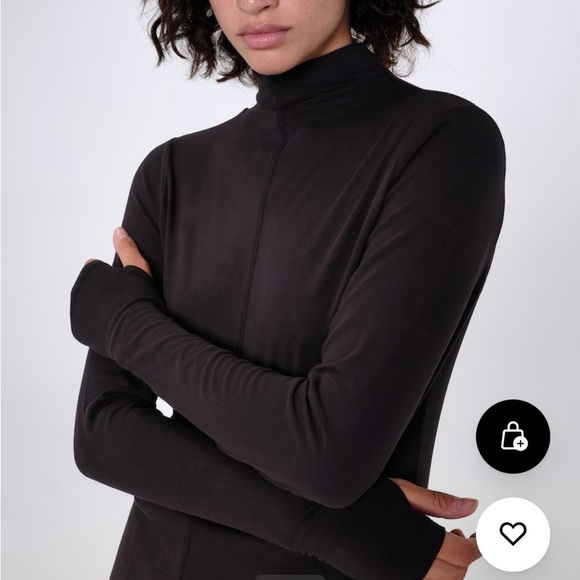 New Aligne.co Anthropologie black ginnifer fitted thumb hole long sleeve top - Picture 3 of 7